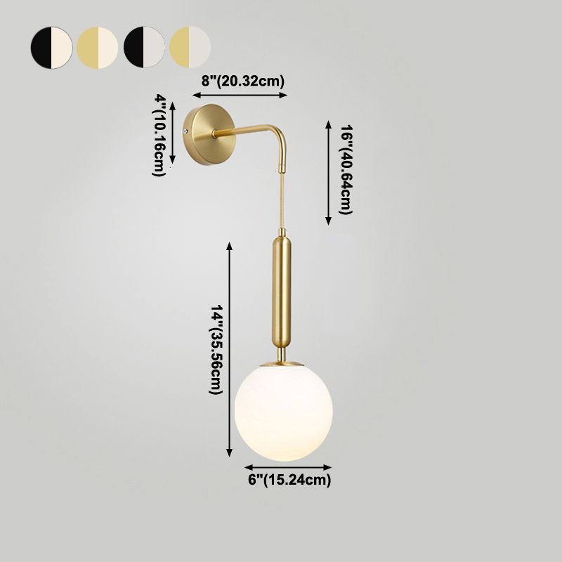 Glass Ball Shade Wall Lighting Modern Style Single Light Wall Mounted Light Fixture