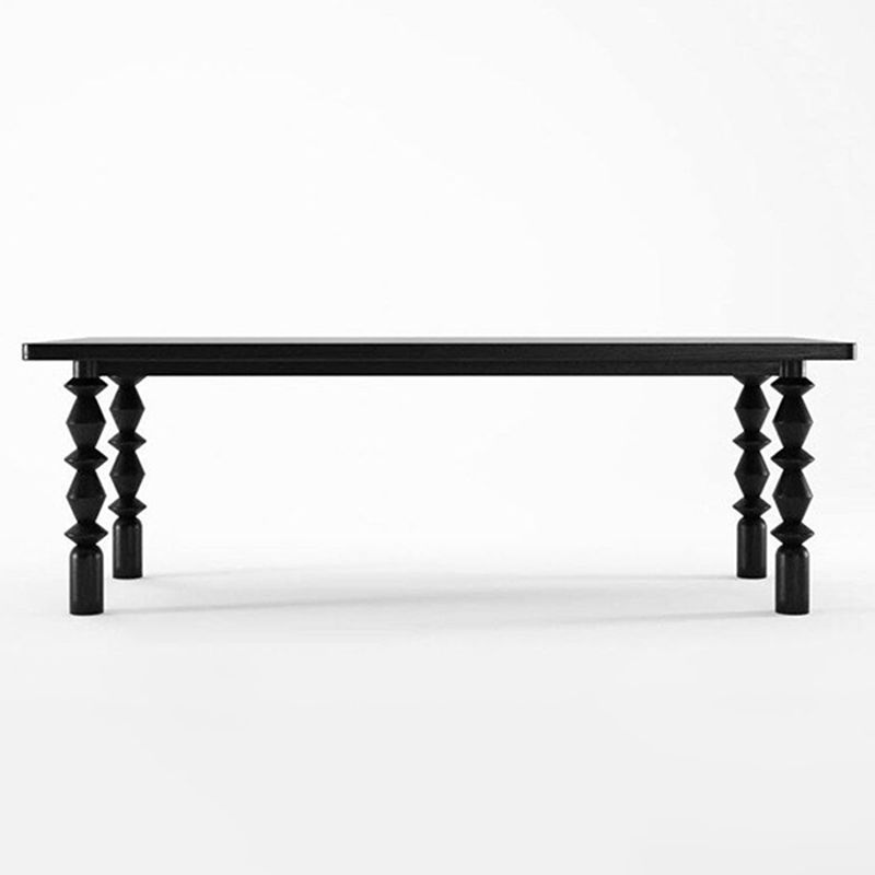Rectangle Solid Wood Two-Color Dining Table Simplicity 4 Legs Table for Dining Room