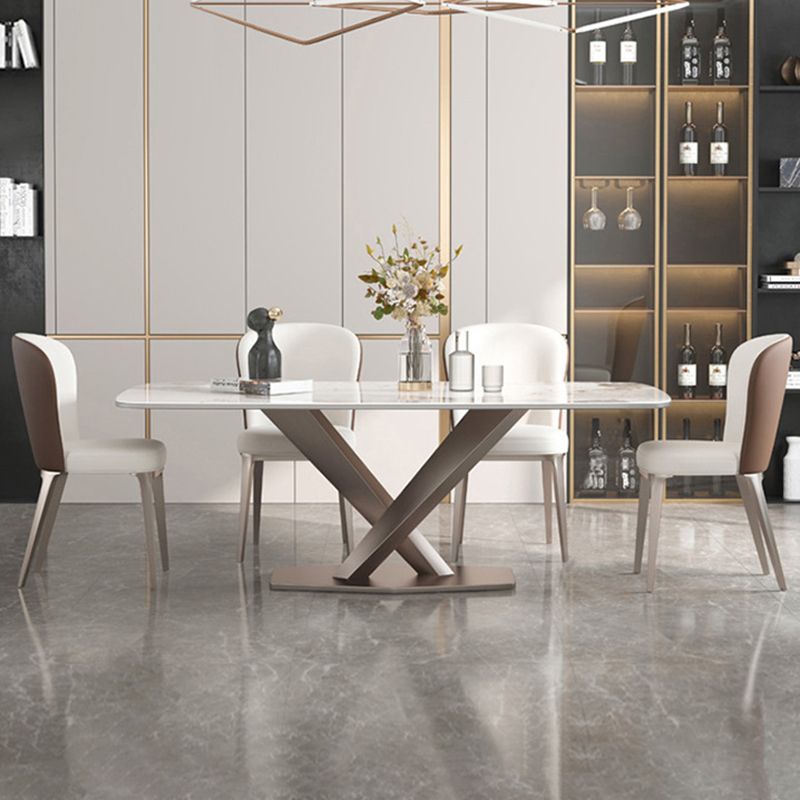 Modern Kitchen Sintered Stone Dining Set Rectangle Shape Standard Dining Set with 4 Legs Base