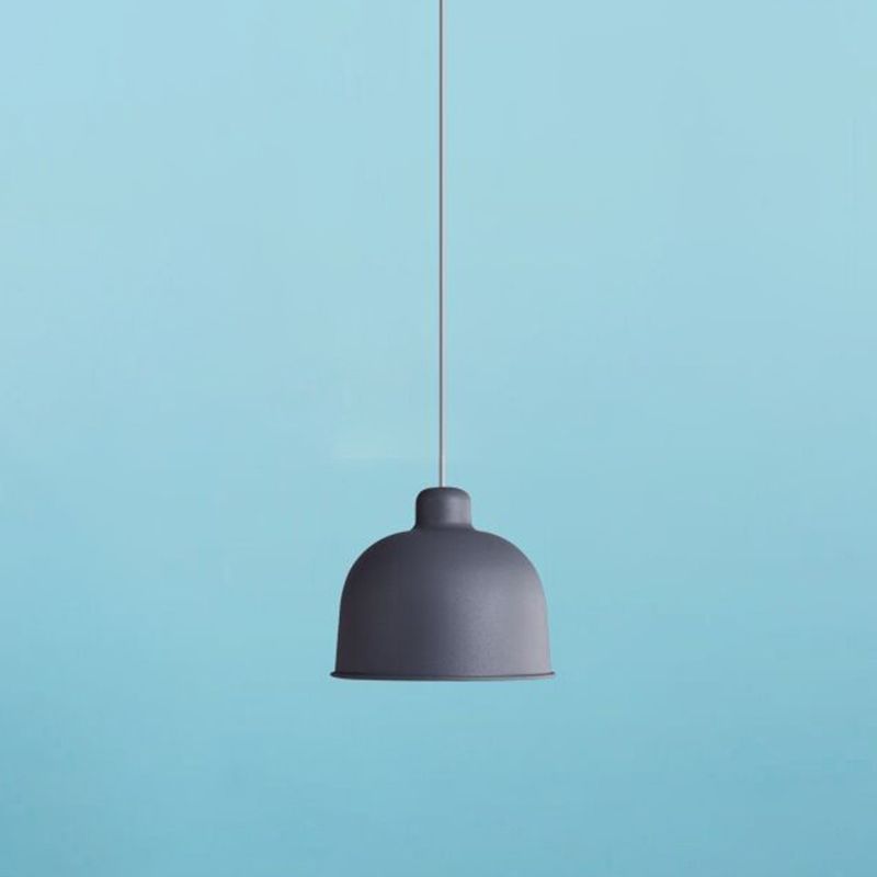 1 Light Bowl Hanging Pendant Modern Macaron Style Metal Hanging Lighting for Dining Room