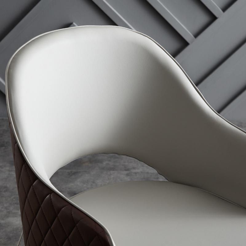 Glam Faux Leather Dining Chair Open Back Dining Side Furniture in Matte Finish for Indoor