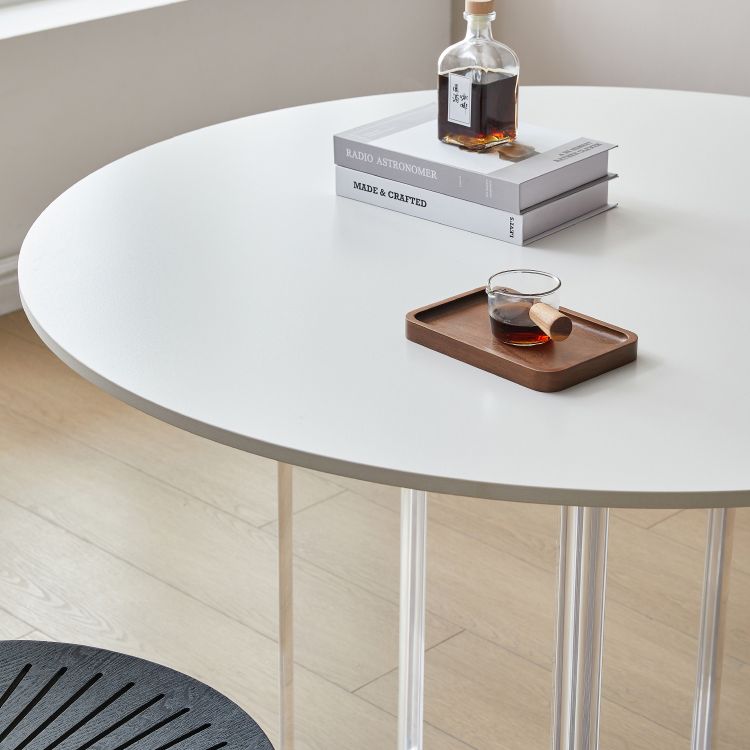 White Stone Dining Table Modern Round Dining Table with Acrylic Legs