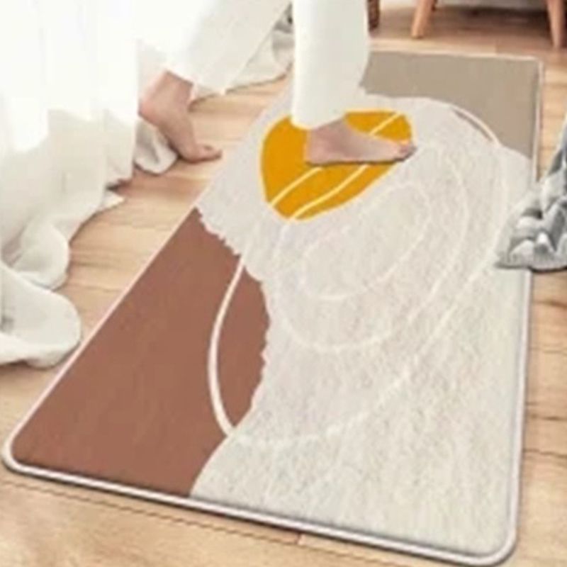 Beige Modern Rug Polyester Color Piece Rug Non-Slip Backing Rug for Living Room