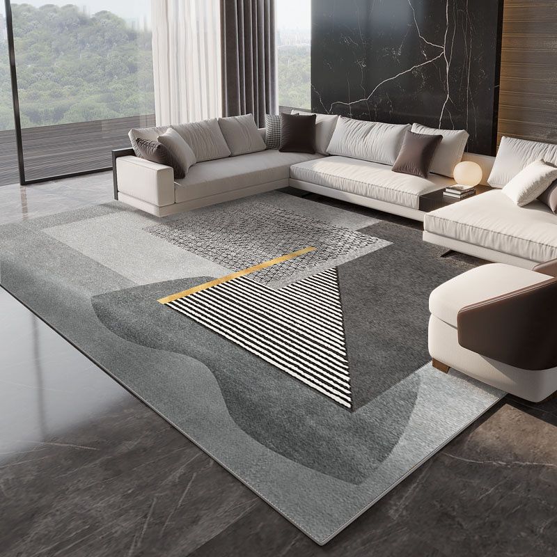 Élégant espace moderne Modèle géométrique Modèle Gray Rapier en polyester non glissant pour le salon