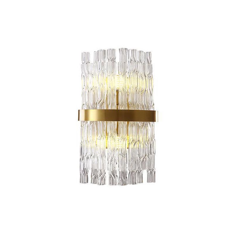 2-Bulb Layered Flush Wall Sconce Postmodern Clear Crystal Rod Wall Lighting Ideas