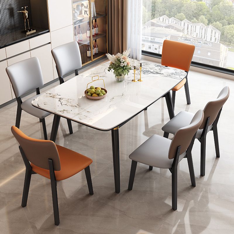 Modern Extendable Stone Dining Table Wood  Base Table for Dining Room