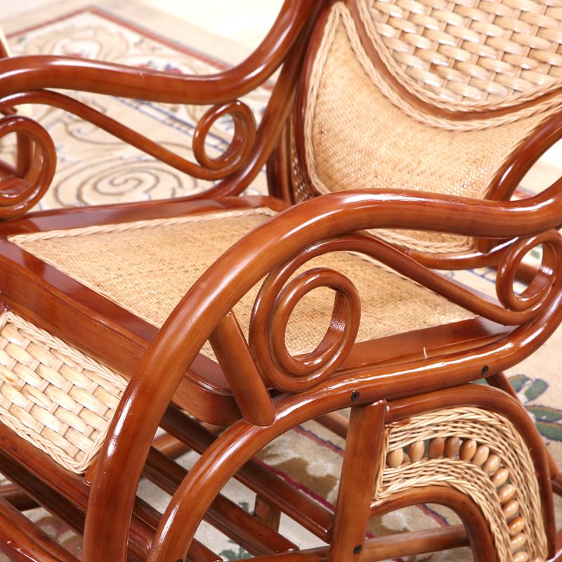 Traditional Rocking Chair Rattan Spindle Backrest Indoor Rocking Chair