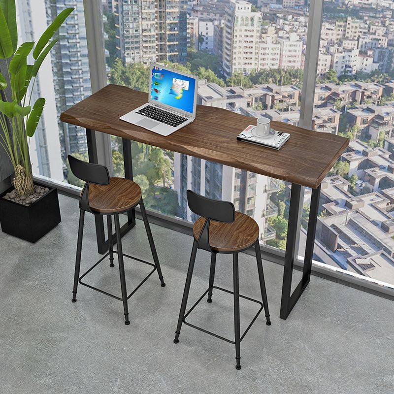 Modern Bar Table Set 1/2/3 Pieces Rectangle Bar Table with High Wood Stools for Home