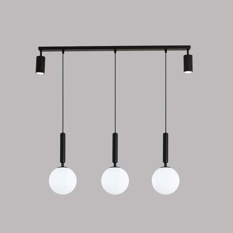 5 Light Cylinder Island Lighting Fixtures Contemporary Metal Island Lighting Ideas in Black