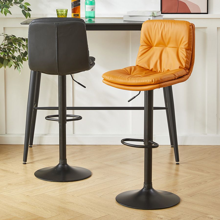 Modern Style Revolving Adjustable Upholstered Bar Stool with Metal Legs