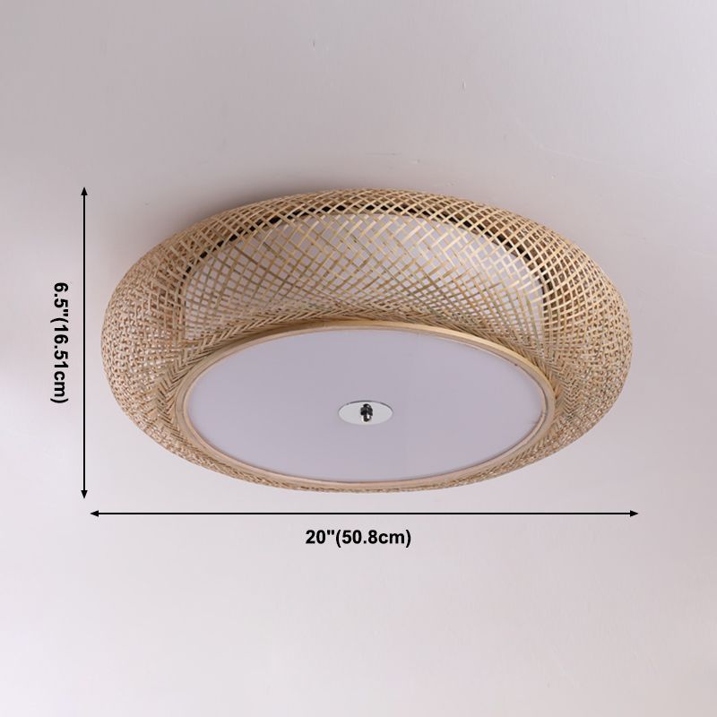 Modern LED Flush Mount Light Simple Ceiling Lamp with Bamboo Shade for Living Room