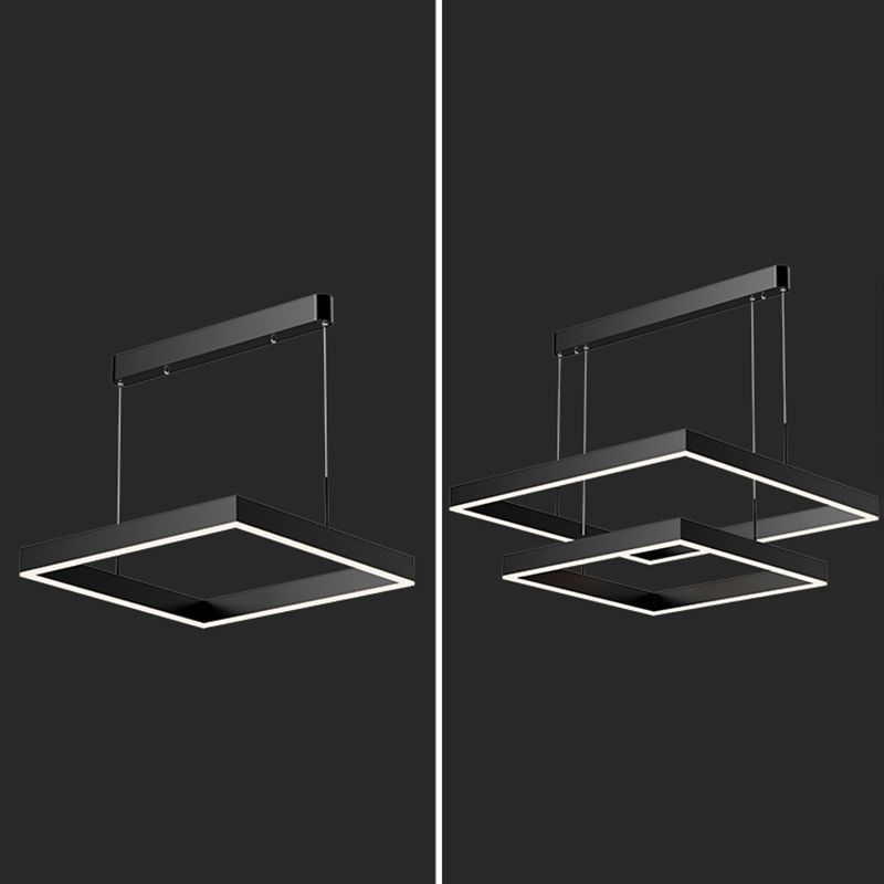 Multi Lights Square Pendant Chandelier Modern Style Metal Hanging Lamps