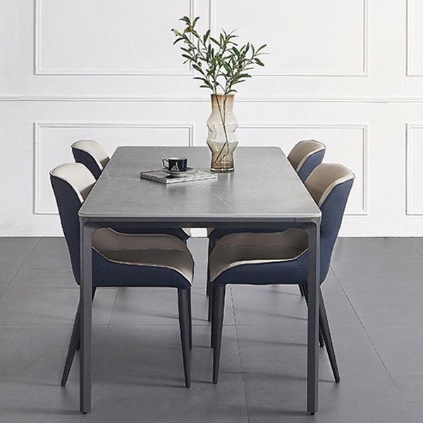 Rectangle Dining Table Sintered Stone Table Industrial Style with 4 Legs