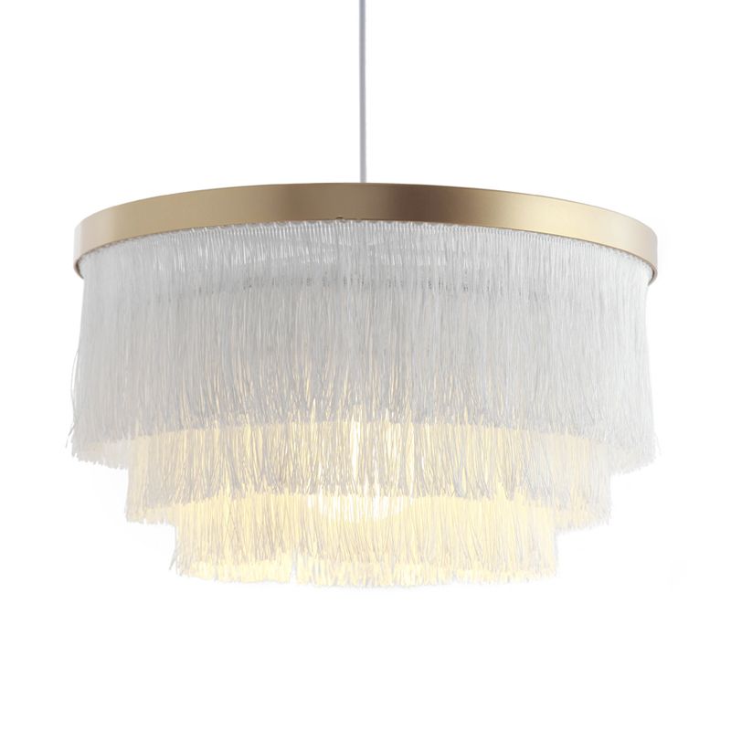 1 Glühbirne 3-Schicht-Anhängerlampe Moderne Stoffbeleuchtung in Grau/Weiß/Blau für Schlafzimmer
