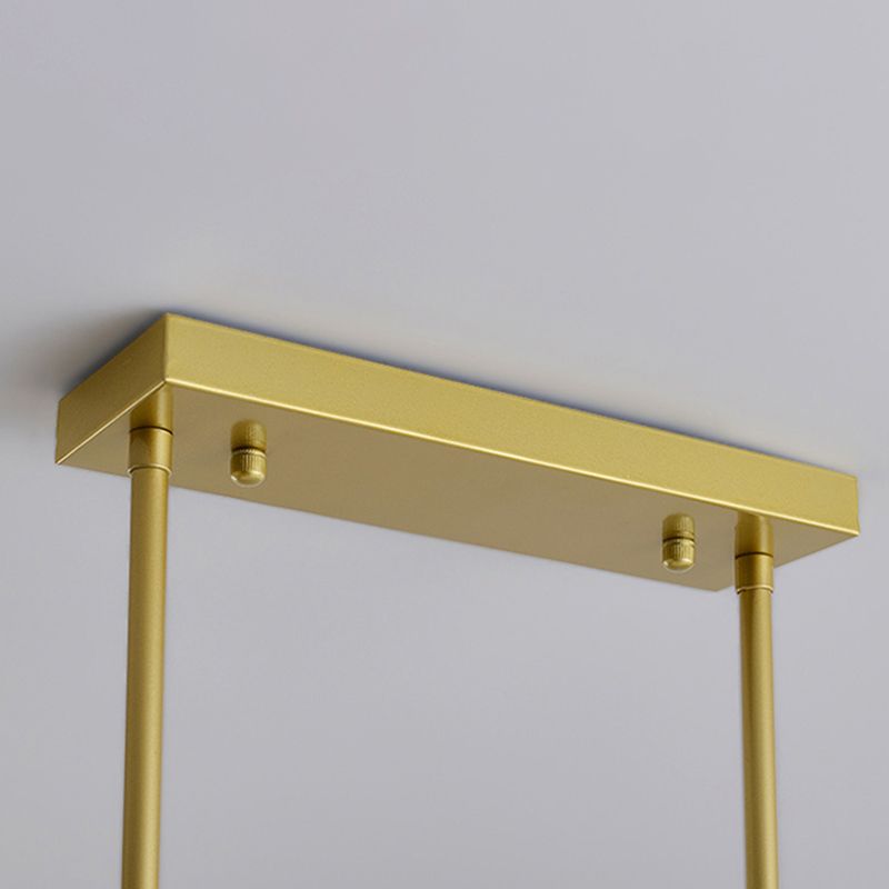 Modern Rectangle Shade Island Pendant Crystal Multi Lights Island Light for Restaurant