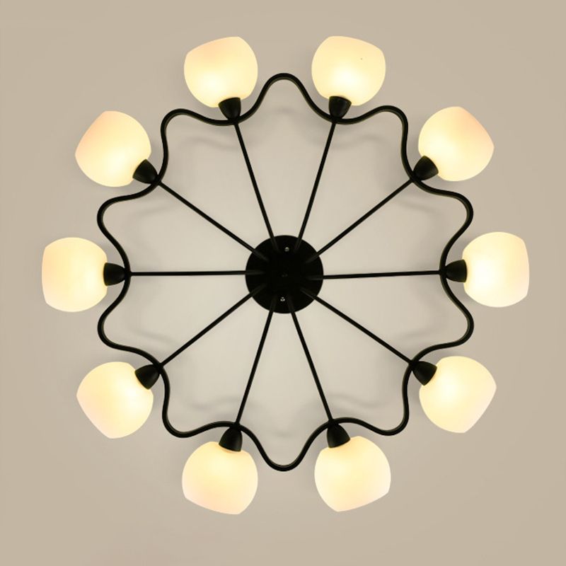 Ronde semi-inbouwlamp Melkglas Traditionele inbouwplafondlamp