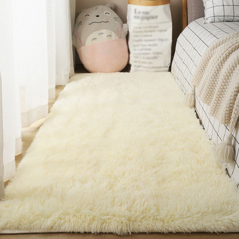 Modern Solid Shag Carpet Polyester Indoor Rug Non-Slip Backing Area Carpet for Adult's Bedroom