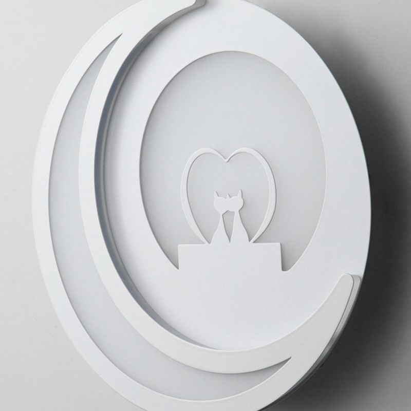 Round Wall Sconce Light Modern 1-Light LED Wall Mount Light for Living Room