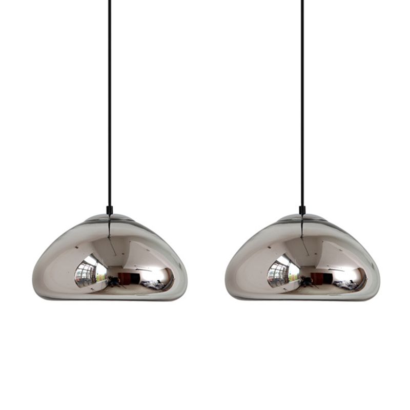 11.8" Wide Electroplating Mirror Glass Hanging Light Bread Shaped Modern Style Simplicity Lighting Pendant