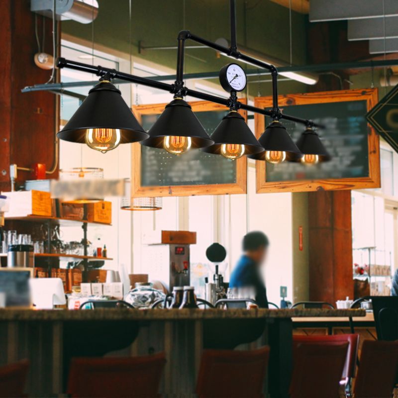 Linear Island Lighting Fixtures Industrial Metal Pendant Lighting for Restaurant