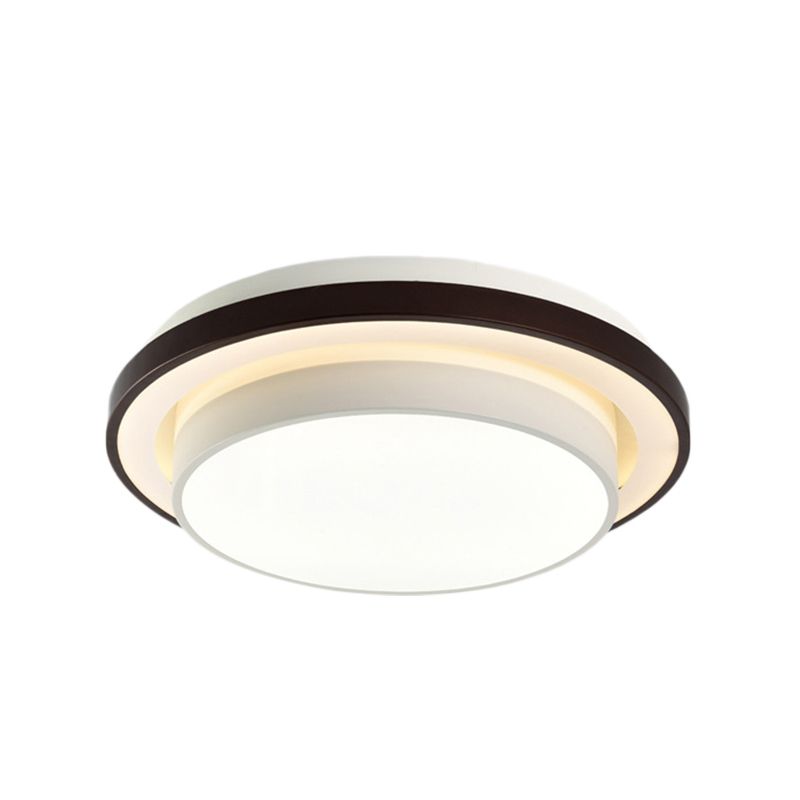 19.5"/31.5" Dia Round Iron Flush Light Contemporary LED Black and White Ceiling Lamp with Acrylic Diffuser in Third Gear