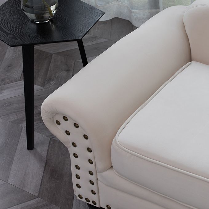 Contemporary Rolled Arms Chaise Living Room Chaise with Upholstered