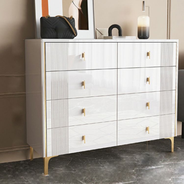 Glam Horizontal Stone Storage Chest Bedroom Chest with Metal Legs