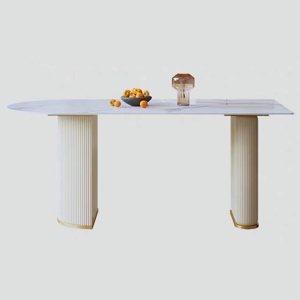 Traditional Luxury Dining Table White Sintered Stone Dining Table for Kitchen
