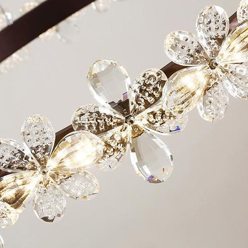 Lámpara de lámpara de araña redonda Cristal moderno de 19.5 "/27.5" Aparte de oro LED/Coffee Cofffeing con luz cálida/blanca