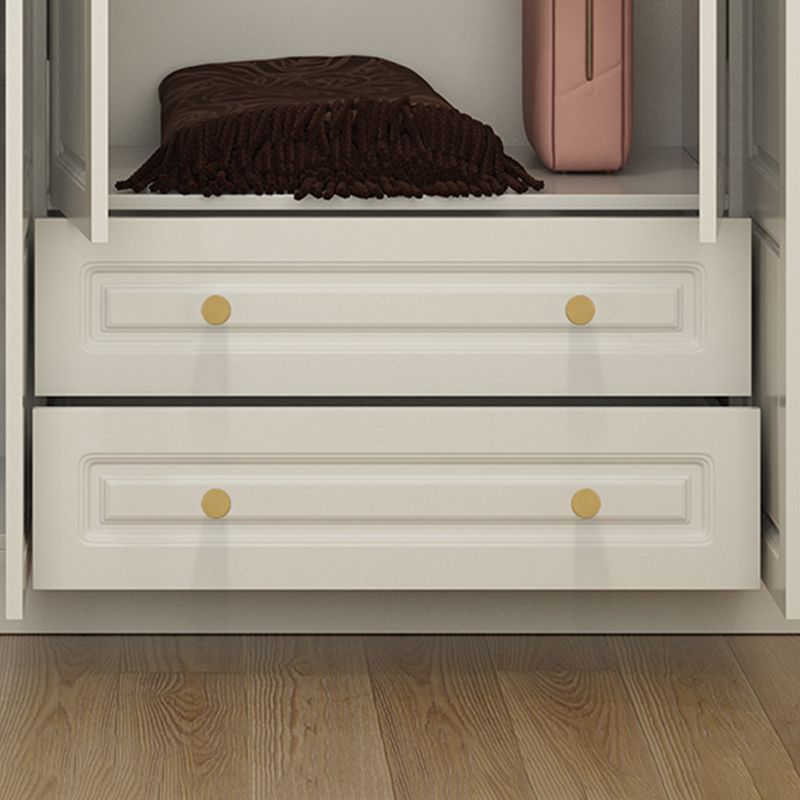 Hinged White Wardrobe Armoire Engineered Wood Wardrobe Closet