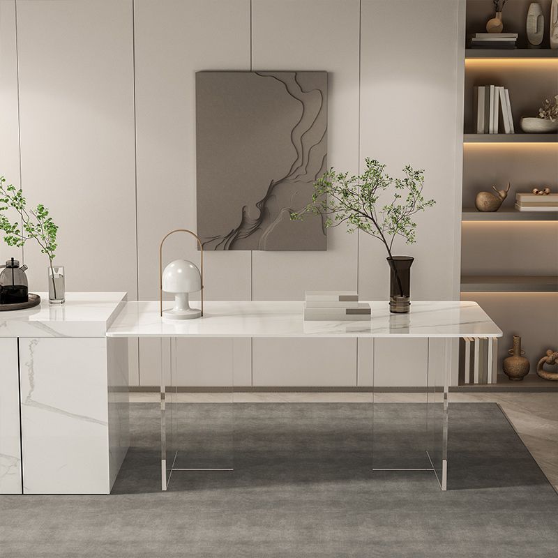 Sintered Stone Dining Table Modern Acrylic Base Table for Kitchen