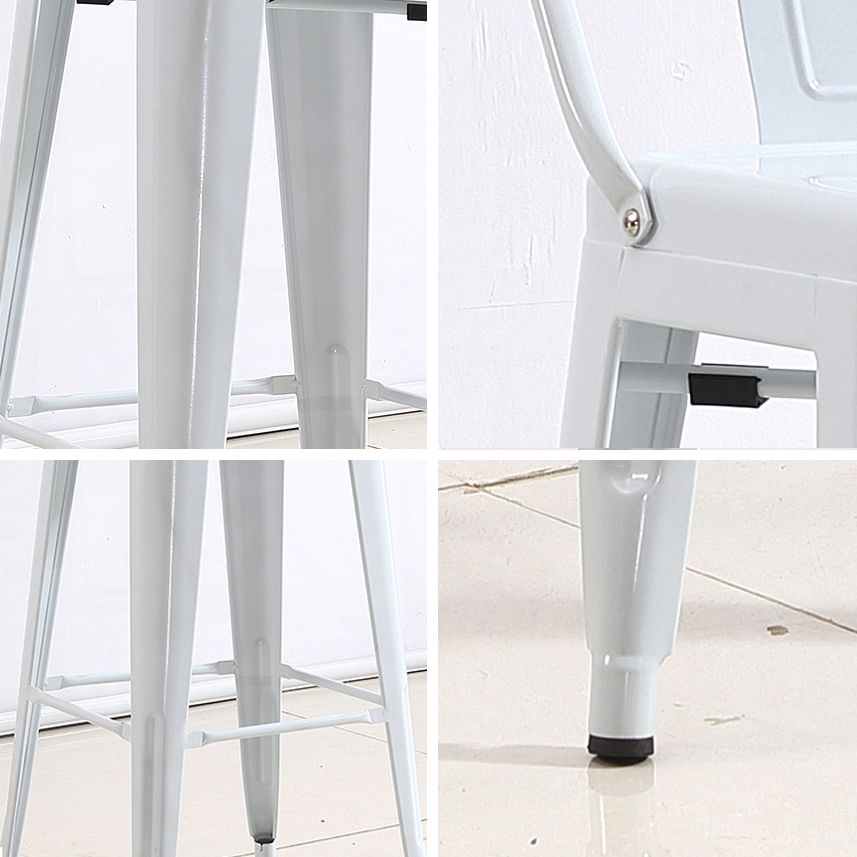 Modern Squared Counter Stools Armless Iron Indoor Bar Stool with Footrest