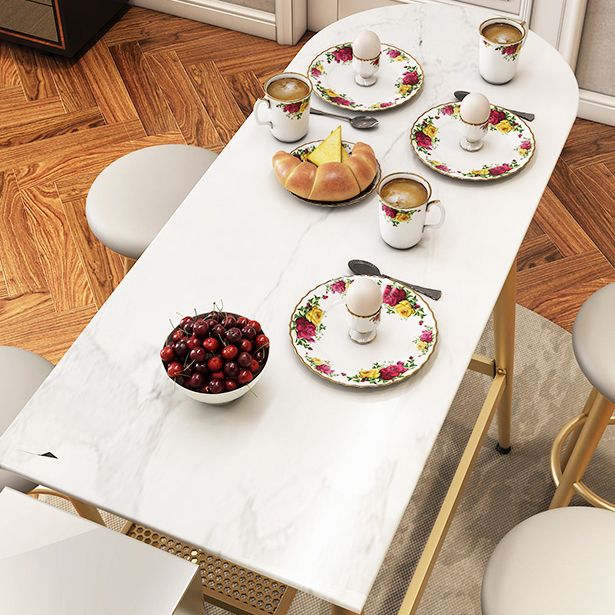 Stone Indoor Glam Bar Dining Table Iron Four Leg Pedestal Bistro Table with Footrest