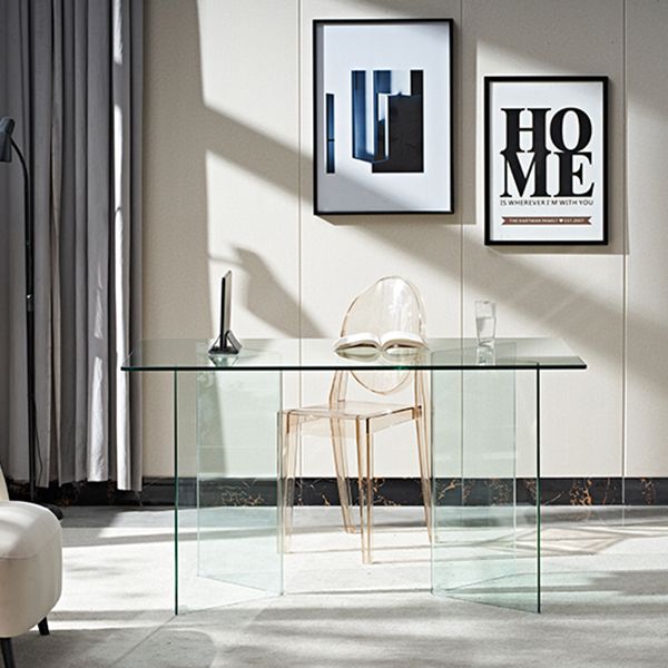 Rectangle Double Pedestal Home Furniture Clear Glass Dining Room Collection