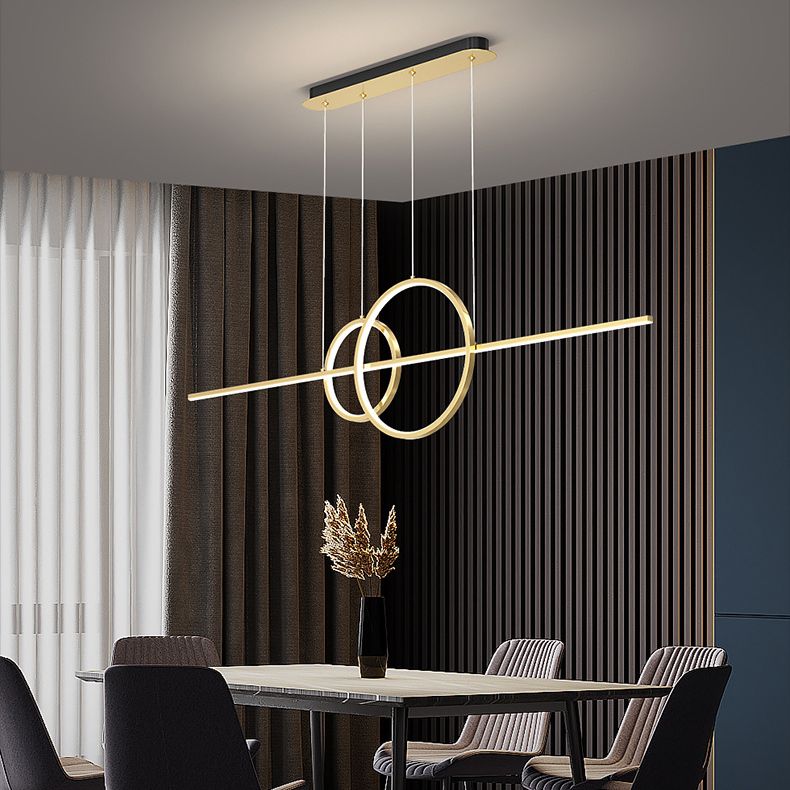 Metal 3-Light Pendant Light in Modern Minimalist Linear LED Silicone Island Light