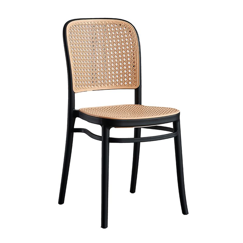 Nordischer Terrassen-Esszimmerstuhl aus Korbgeflecht/Rattan, 86,4 cm hoch, offene Rückenlehne, Beistellstuhl für Restaurants