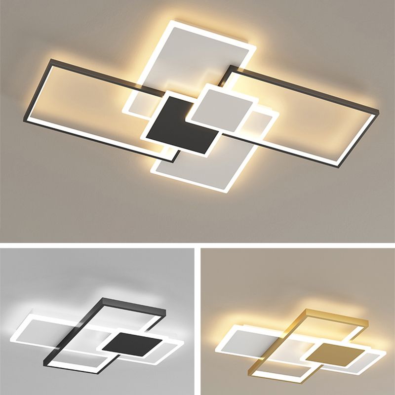 Salon nouveau moderne LED plafonnier acrylique géométrique 6 lumières plafonnier