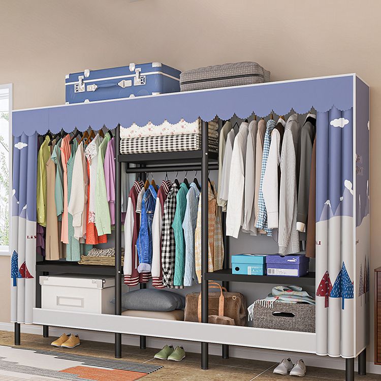 Steel Frame Wardrobe Armoire Contemporary Style Wardrobe Cabinet for Home