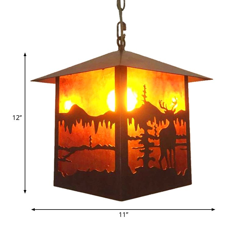 Elk Restaurant Hanging Light Kit Country Style Metal 1 Light Rust Pendant Lighting