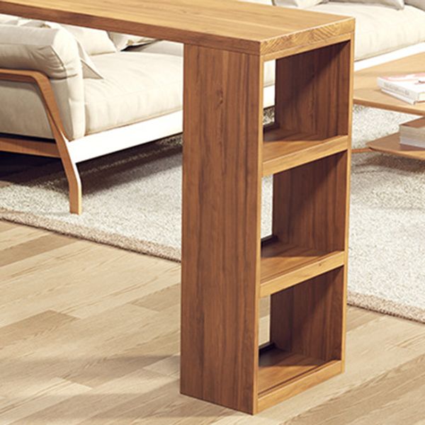 Rectangular Pine Wood Top Bar Table Industrial Bar Table with Storage Double Pedestal