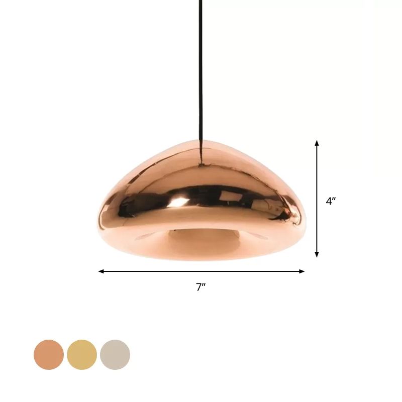7"/12"W Recessed Shape Pendant Lighting Post-Modern Glass 1 Light Sliver/Gold/Rose Gold Hanging Light