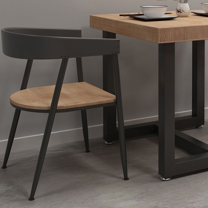 Industrial Style Solid Wood Dining Table Brown Square Table with Trestle Base for Dinning Room