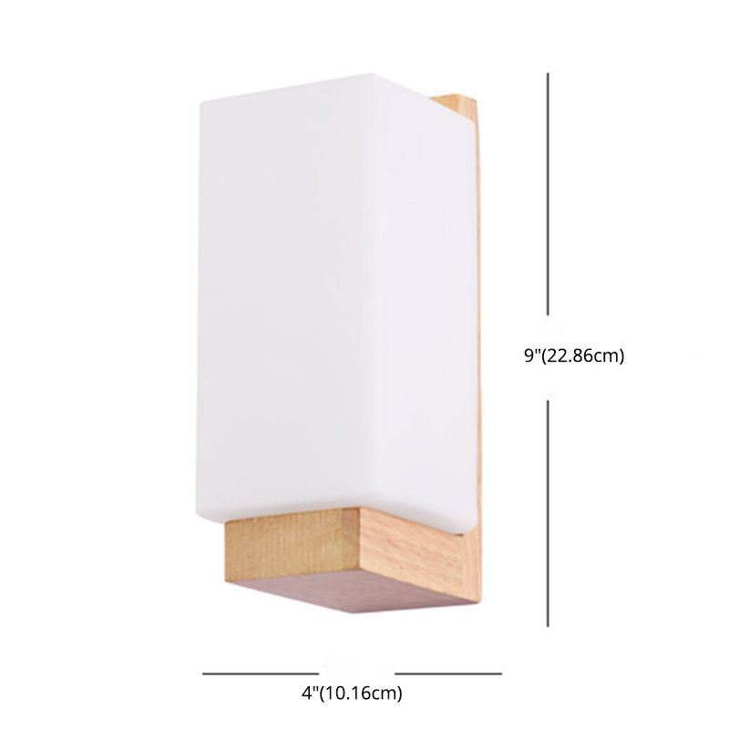 Luz de pared de color de registro de vidrio en la lámpara de pared rectangular de madera de estilo conciso moderno para espacios interiores