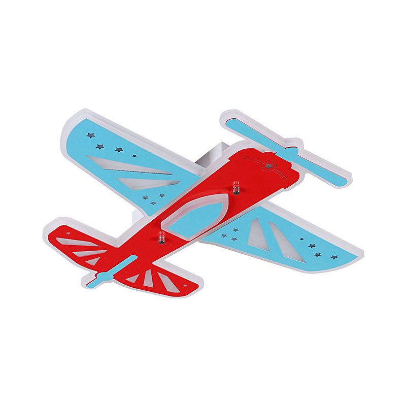 Plane Shape Boy Room Flush Ceiling Light Acrylic Simplicity LED Ceiling Flush Mount in Red and Blue