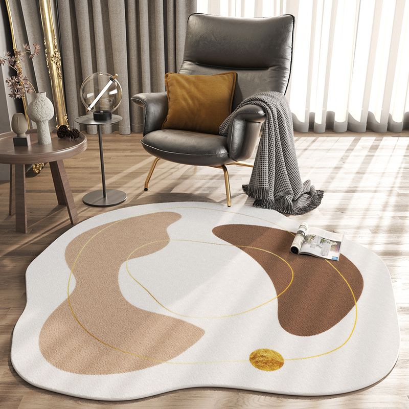 White Casual Rug Polyester Color Piece Rug Washable Area Rug for Living Room
