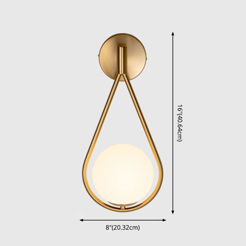 Globe Glass Wall Sconce in Modern Simplicity Wrought Iron Wall Lamp for Interior Spaces