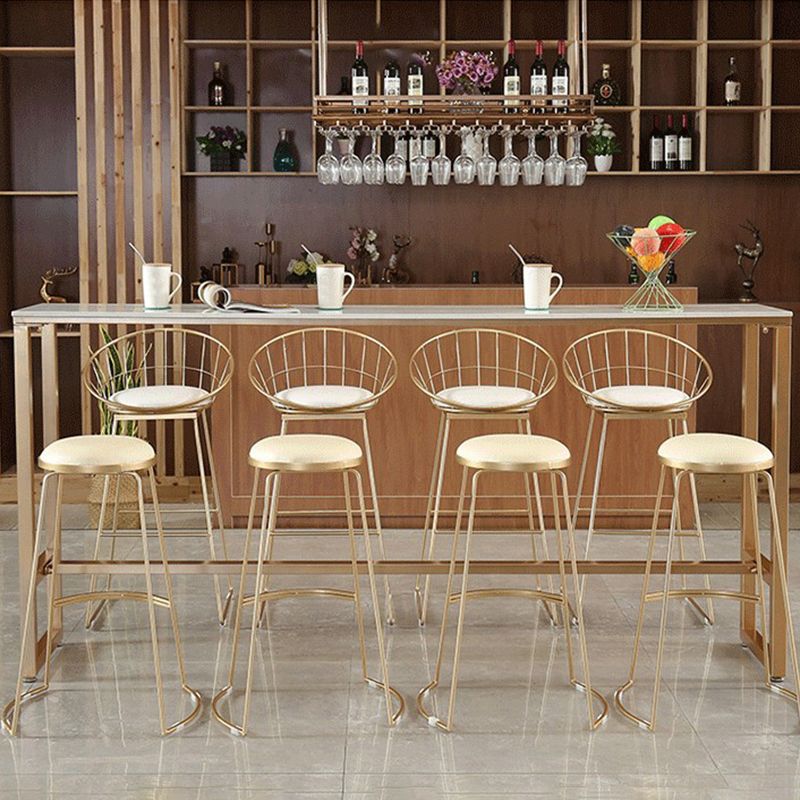 Modern Bar-height Table FauxMarble Top Bistro Bar Table with Gold Base