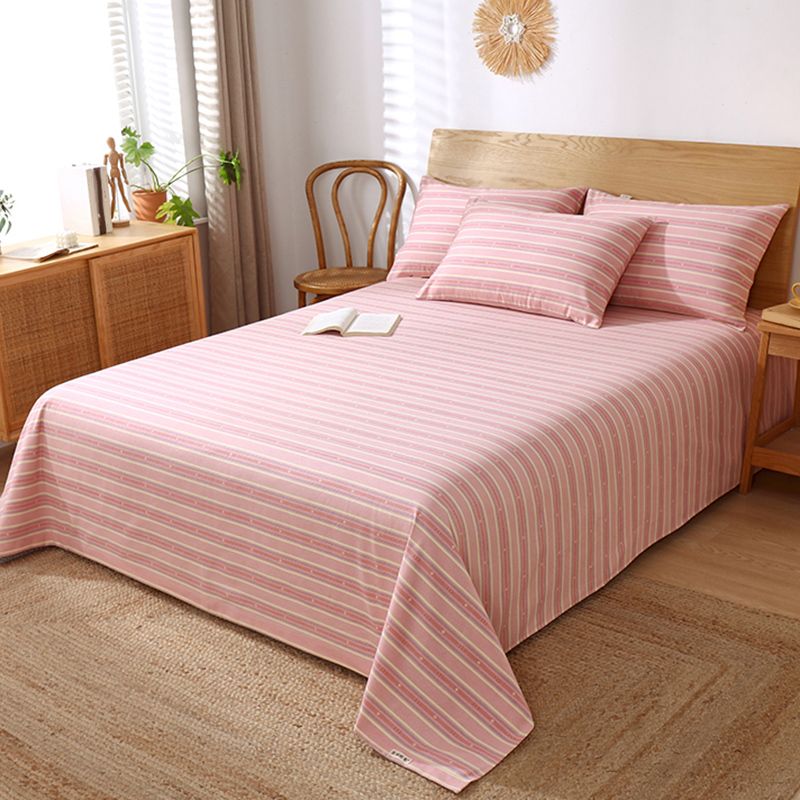 Wrinkle Resistant Sheet Color Block Non-Pilling Breathable Cotton Soft Bed Sheet Set