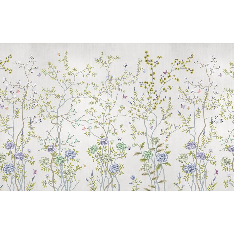 Big Flower Field Wallpaper Mural for Home Plant Wall Art in Green, Moisture Resistant