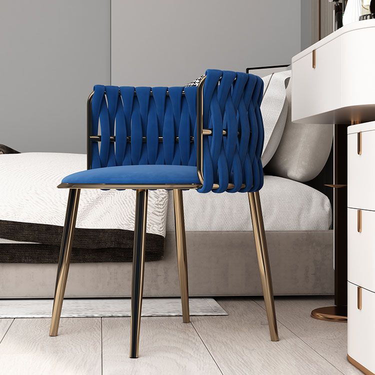 Scandinavian Armless Solid Back Chair Upholstered Fabric Dining Side Chair